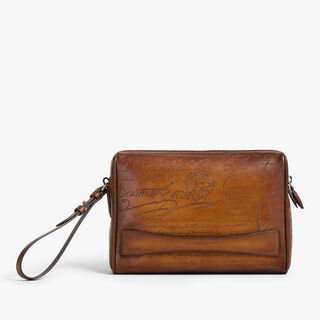 Rosewood Scritto Leather Pouch, FIAMMA, hi-res