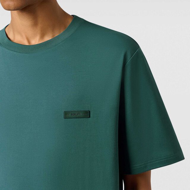 Leather Tab T-Shirt, BLUISH GREEN, hi-res 3