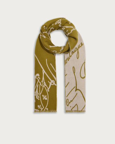 Scritto Pattern Scarf, Citrus Green, hi-res