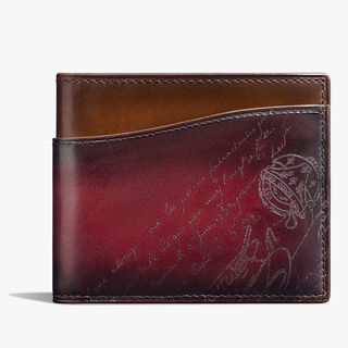 Makore Slim Gradiant Scritto Leather Compact Wallet, ST EMILION + CACAO INTENSO, hi-res