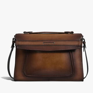 Andy Messenger Leather Briefcase, CACAO INTENSO, hi-res