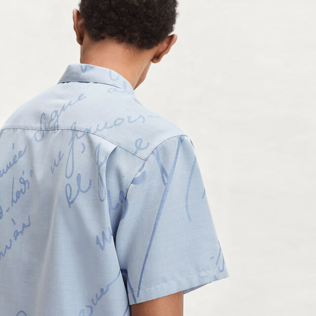 Scritto Jacquard Short-Sleeves shirt, MIDDLE BLUE, hi-res 3