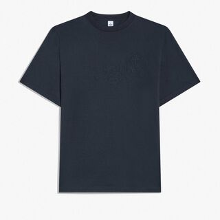 Suede Effect Scritto T-Shirt, COLD NIGHT BLUE, hi-res