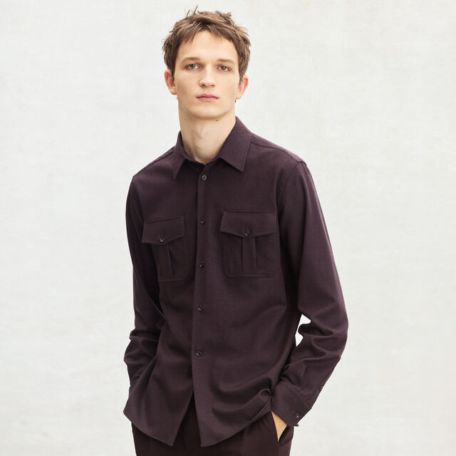 Wool Military Shirt, NERO BORDO, hi-res 2