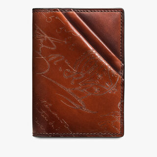 Jagua Scritto Drapé Leather Card Holder, CACAO INTENSO, hi-res