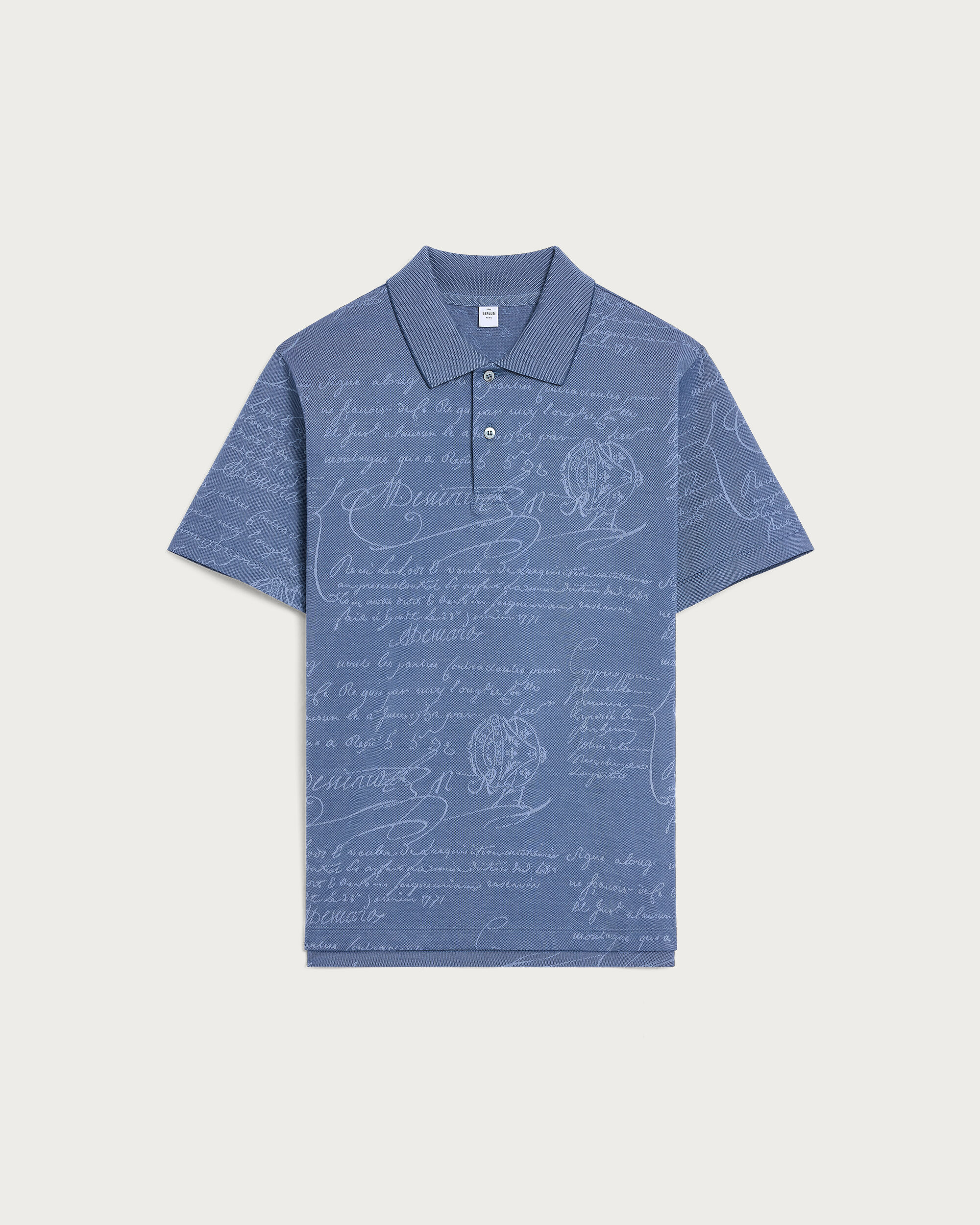 Scritto Pattern Piqué Polo, Nile Blue, hi-res