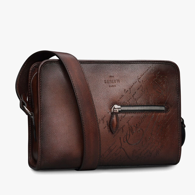 Journalier Scritto Leather Messenger, SOFT BROWN, hi-res 2
