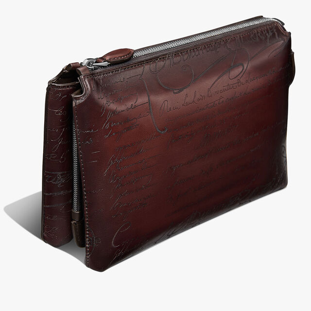 Tersio Scritto Leather Pouch, LEGNO BRUCIATO, hi-res 7
