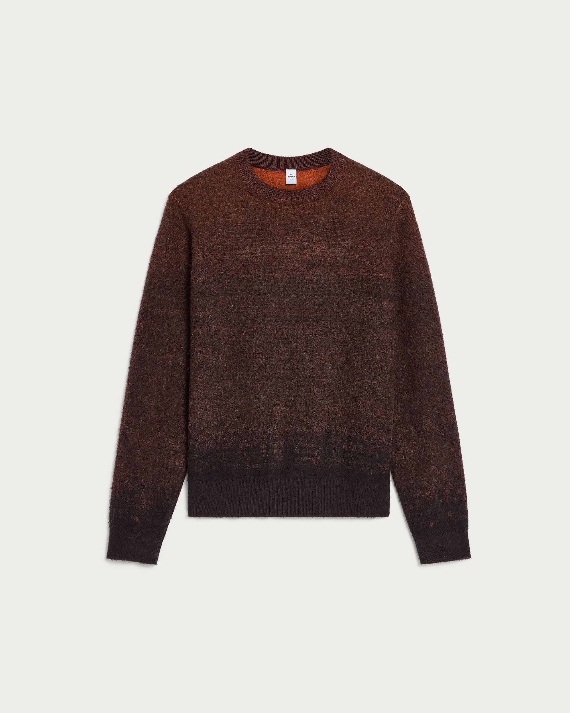 Brushed Patina Crewneck with Leather Detail, Rust Patina, hi-res