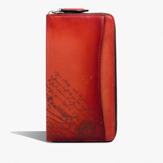 Itauba Scritto Leather Long Zipped Wallet, TANGERINE, hi-res