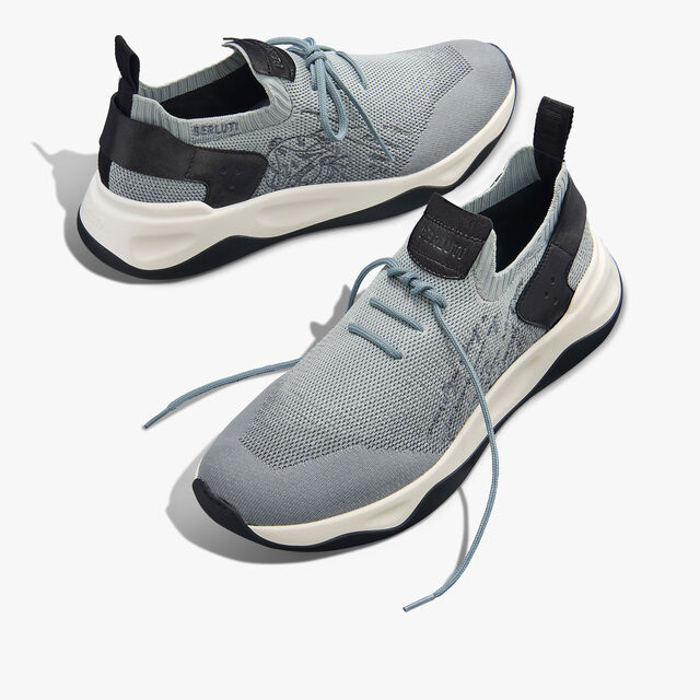 Shadow Scritto Knit And Lagoon Calf Sneaker, GRADIANT LIGHT BLUE, hi-res 7