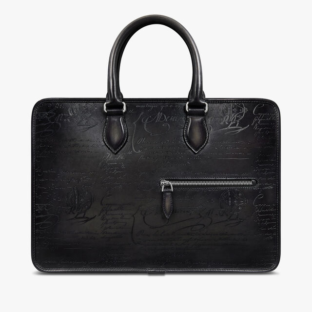 Un Jour Mini Scritto Leather Briefcase, NERO GRIGIO, hi-res 1