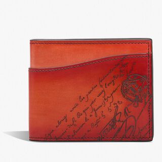 Makore Slim Scritto Leather Wallet, TANGERINE, hi-res