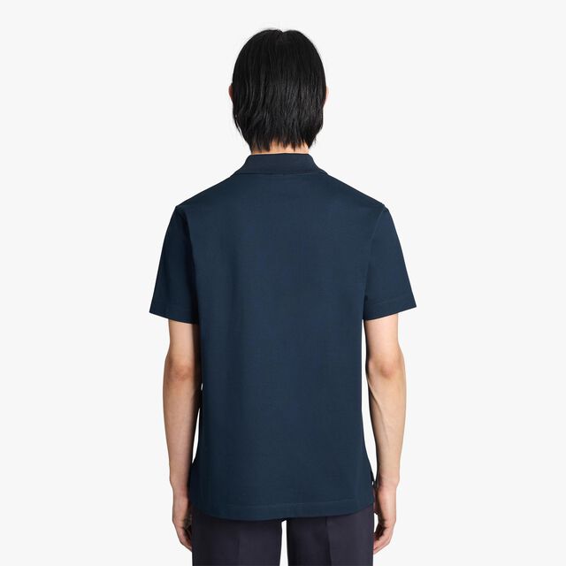 经典珠地布皮革标签Polo衫, ATLANTIC BLUE, hi-res 3