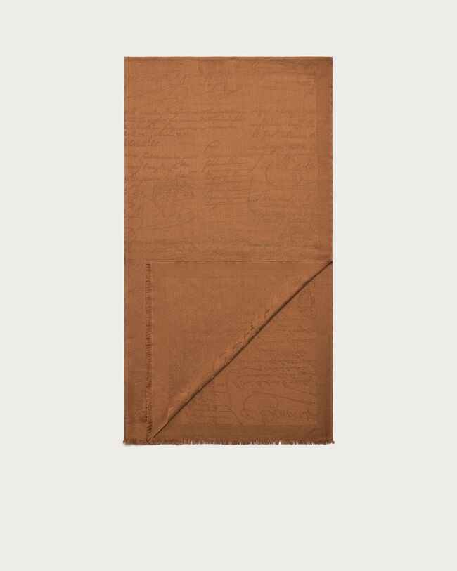 Scritto Pattern Scarf, Brick Brown, hi-res