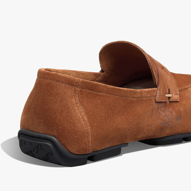 Lorenzo Drive Scritto Camoscio Calf Leather Loafer, OCHER, hi-res 5