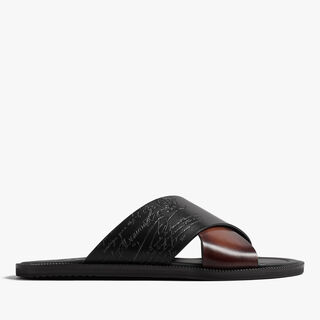 Sifnos Scritto Leather Sandal, CACAO INTENSO, hi-res