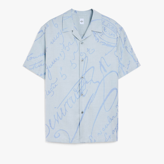 Scritto Jacquard Short-Sleeves shirt, MIDDLE BLUE, hi-res 1