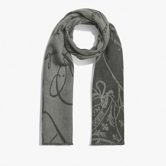 Wool Scritto Scarf, SLATE GREY, hi-res 3