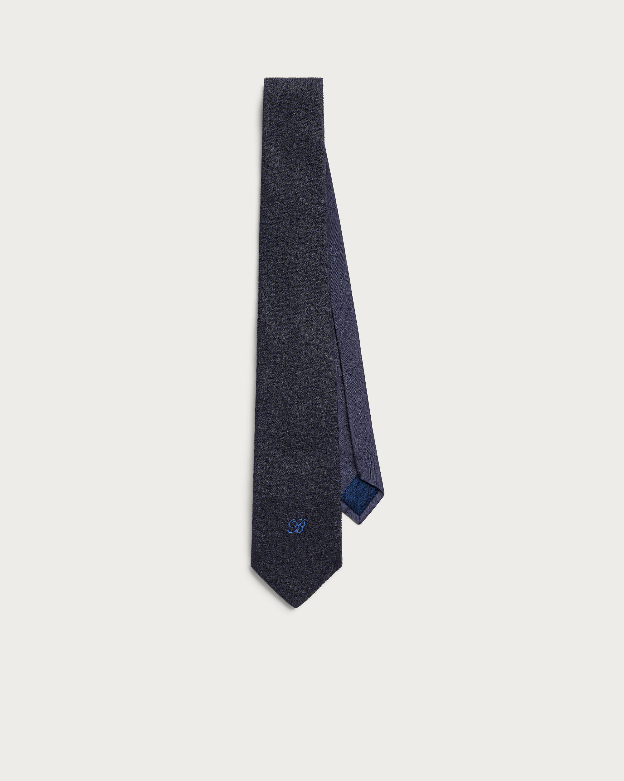 B-Thabor Embroidery Herringbone Tie, Cold Night Blue, hi-res