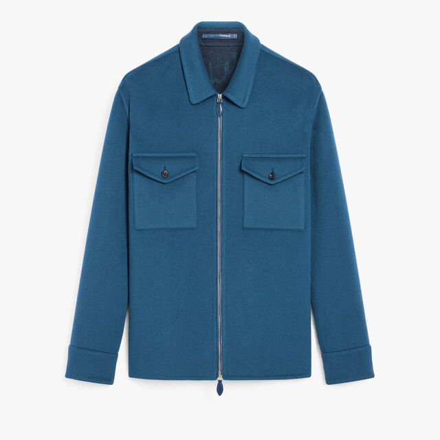 Splitable Wool and Cashmere Zipped Overshirt, NILE BLUE/ INTERNAL GIANT SCRI, hi-res 1