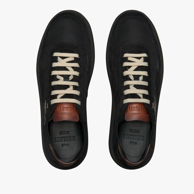 Light Track Suede Calf Leather and Nylon Sneaker, BLACK, hi-res 2