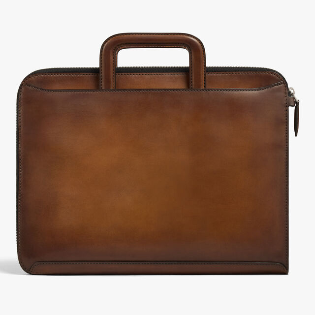 Lift II Scritto Leather Briefcase, CACAO INTENSO, hi-res 3