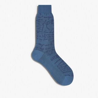Chaussettes Scritto En Coton, METHYL BLUE, hi-res
