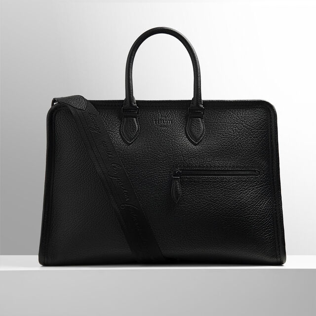Overnight Leather Travel bag, DEEP BLACK, hi-res 8