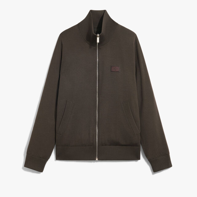 Reversible Wool & Scritto Nylon Tracksuit Blouson, EARTH BROWN, hi-res 9