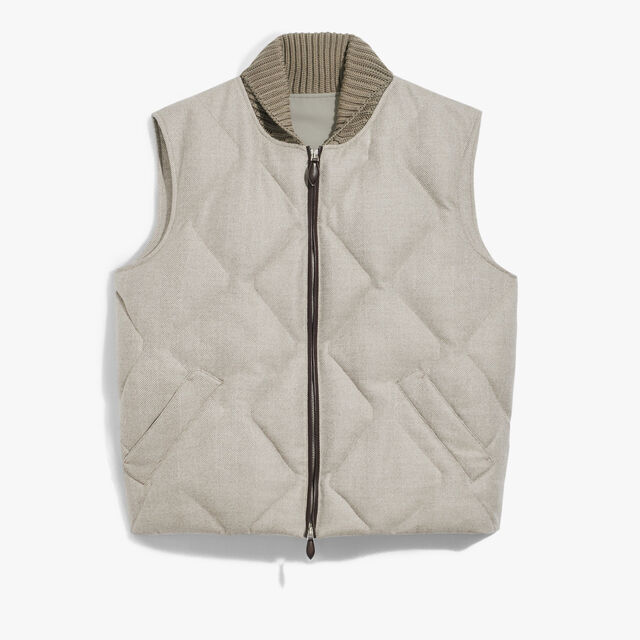 Wool Herringbone Gilet, TAUPE GREY, hi-res 1