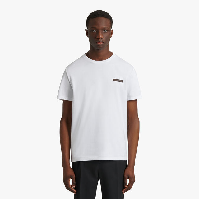 T-Shirt Avec Détail En Cuir Fit Slim, BLANC OPTIQUE, hi-res 2