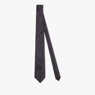 Silk Scritto Tie, DARK CHARCOAL, hi-res