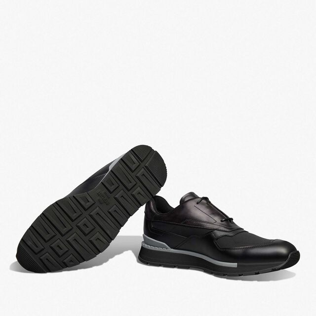 Fast Track Scritto Leather And Nylon Sneaker, NERO GRIGIO, hi-res 4