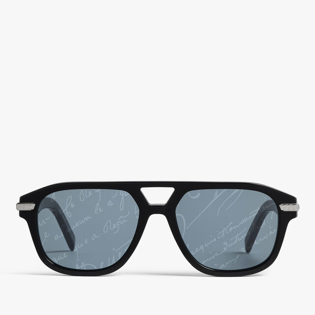 Flare Acetate Sunglasses, BLACK + GREY SCRITTO SILVER, hi-res 1