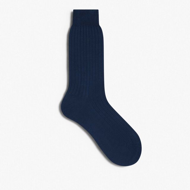 Cotton Ribbed Socks, BLEU DE SMALT, hi-res 1