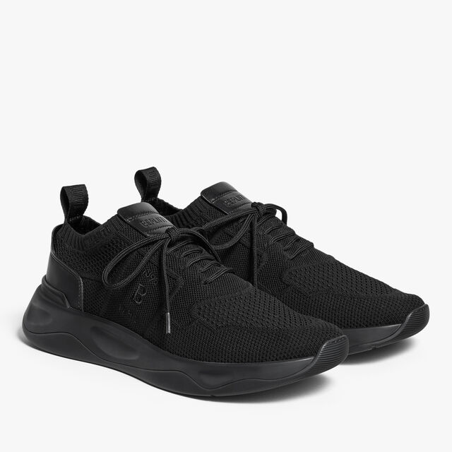 Shadow Knit And Leather Sneaker, JET BLACK, hi-res 5