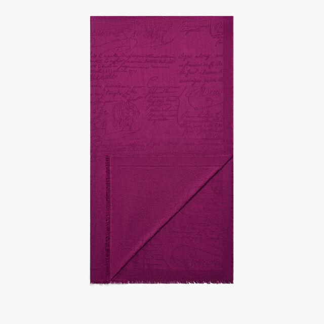 Wool & Silk Scritto Scarf, PURPLE FUSHIA, hi-res 2