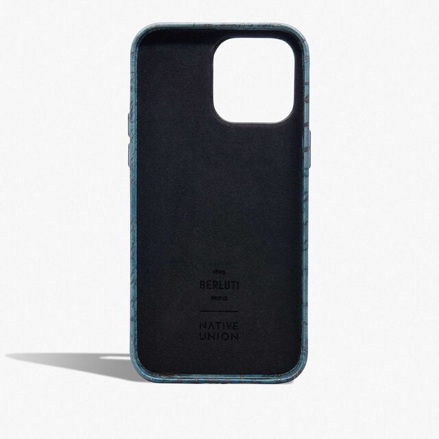 Scritto图纹皮革iPhone  15 Pro Max手机壳, STONE DENIM, hi-res 2