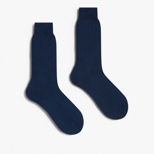 Cotton Ribbed Socks, BLEU DE SMALT, hi-res 2