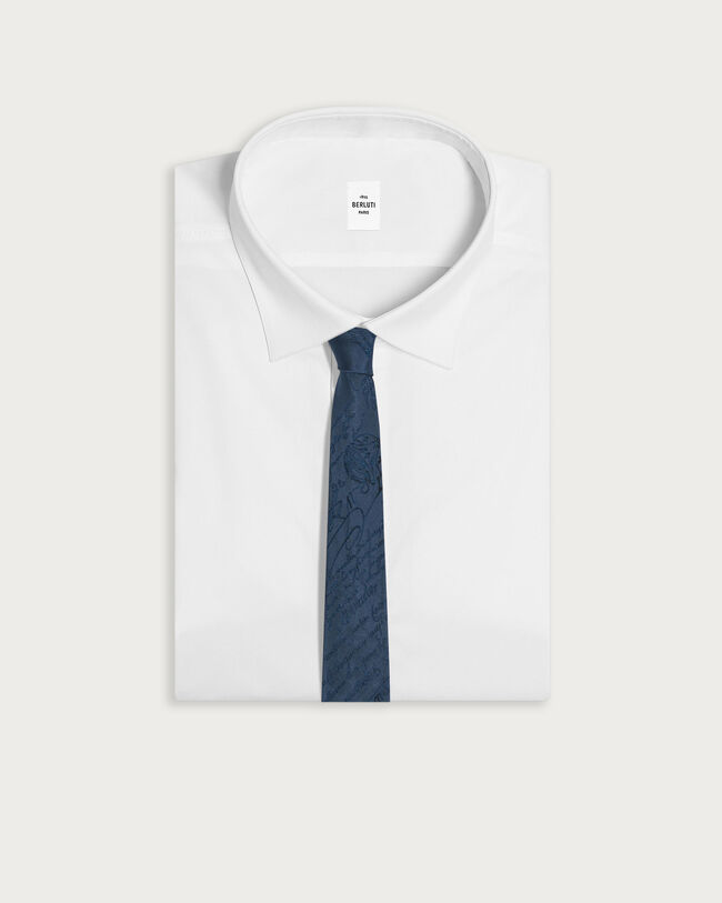 Scritto Pattern Tie, Dark Dusty Blue, hi-res