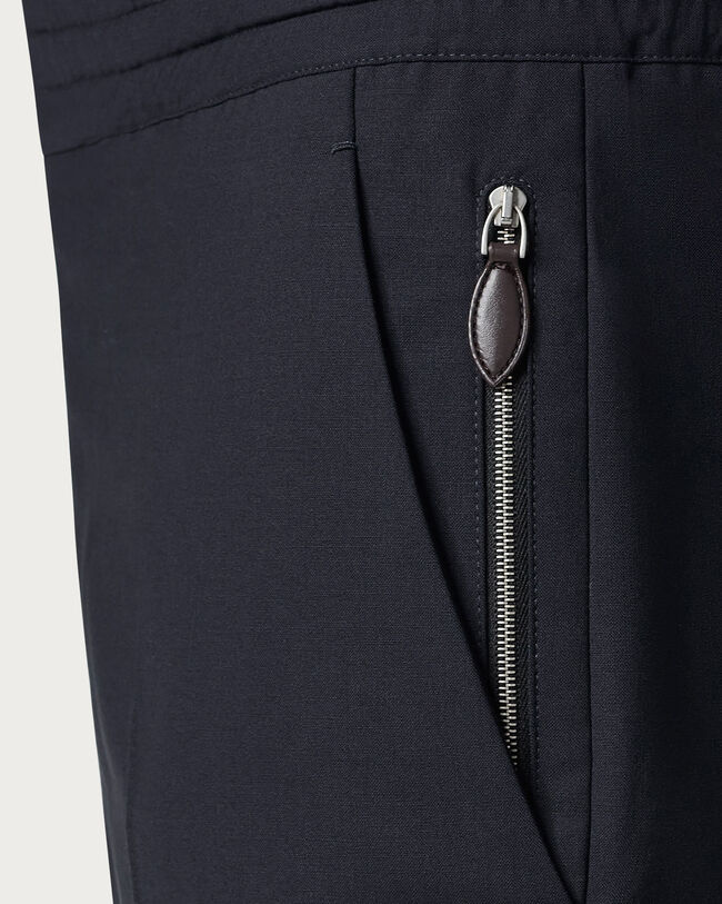 Fast Track Jogpants with Leather Zip-puller, Marine, hi-res