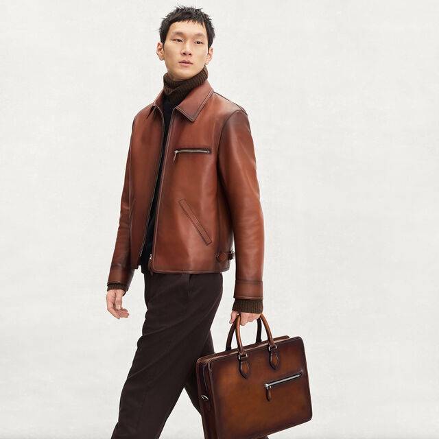 Un Jour Leather Briefcase, CACAO INTENSO, hi-res 4
