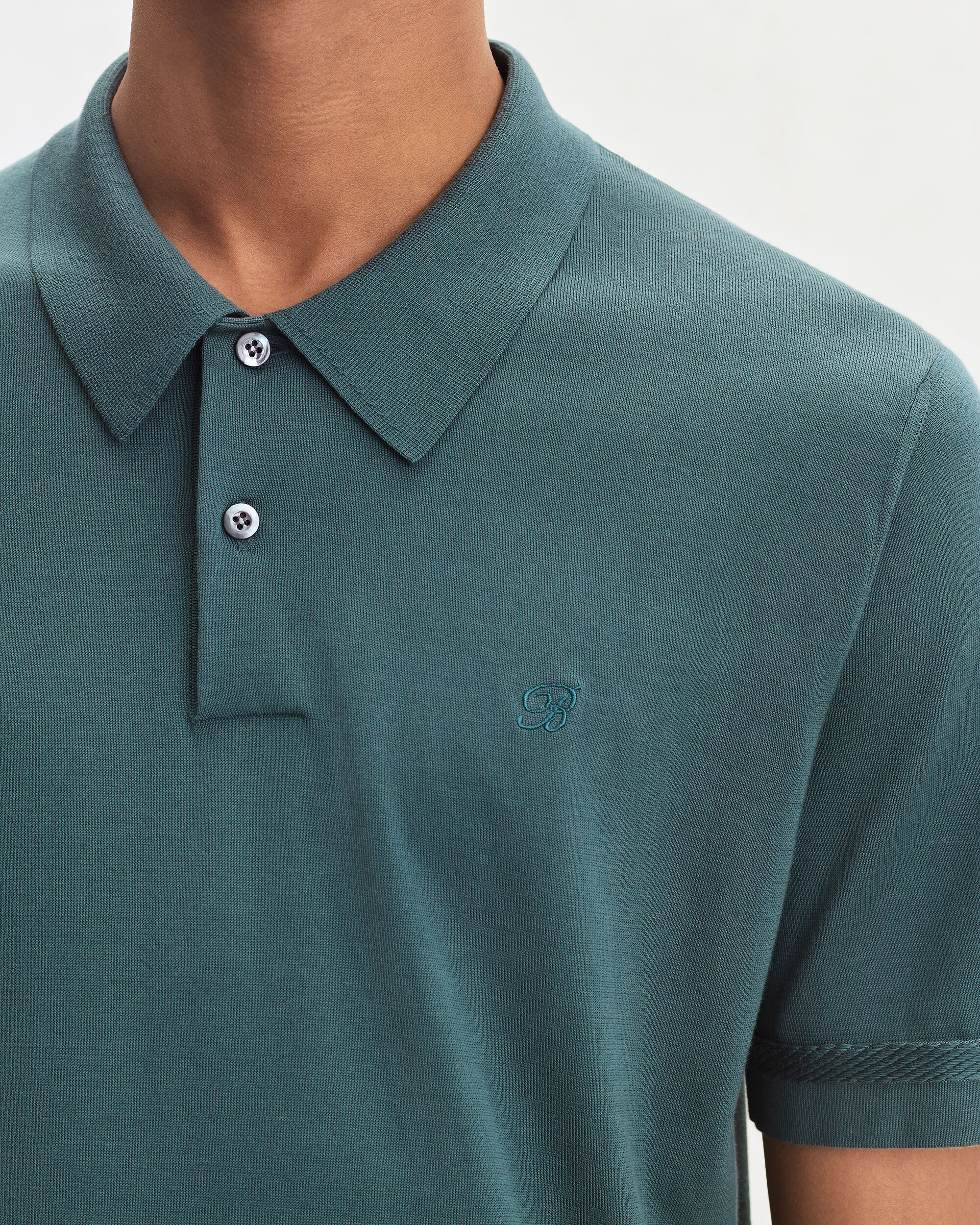 B-Thabor Embroidery Polo, Green Smoke, hi-res