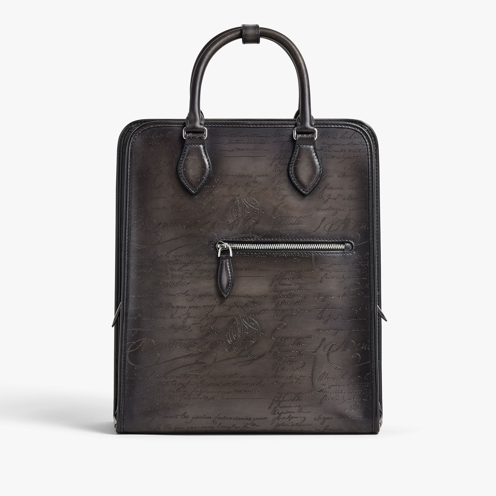 Premier Jour Scritto Leather Backpack, NERO GRIGIO, hi-res