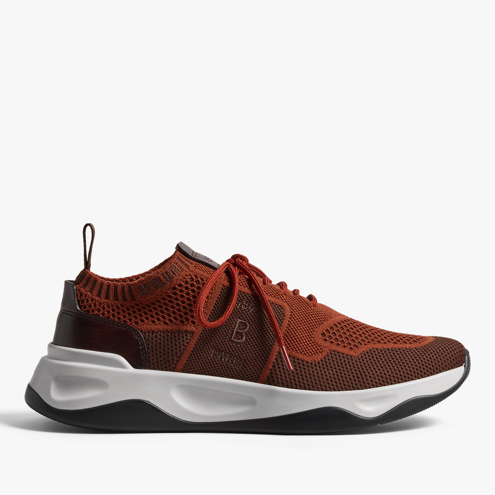 Shadow Knit And Lagoon Calf Sneaker, BRICK / BROWN, hi-res