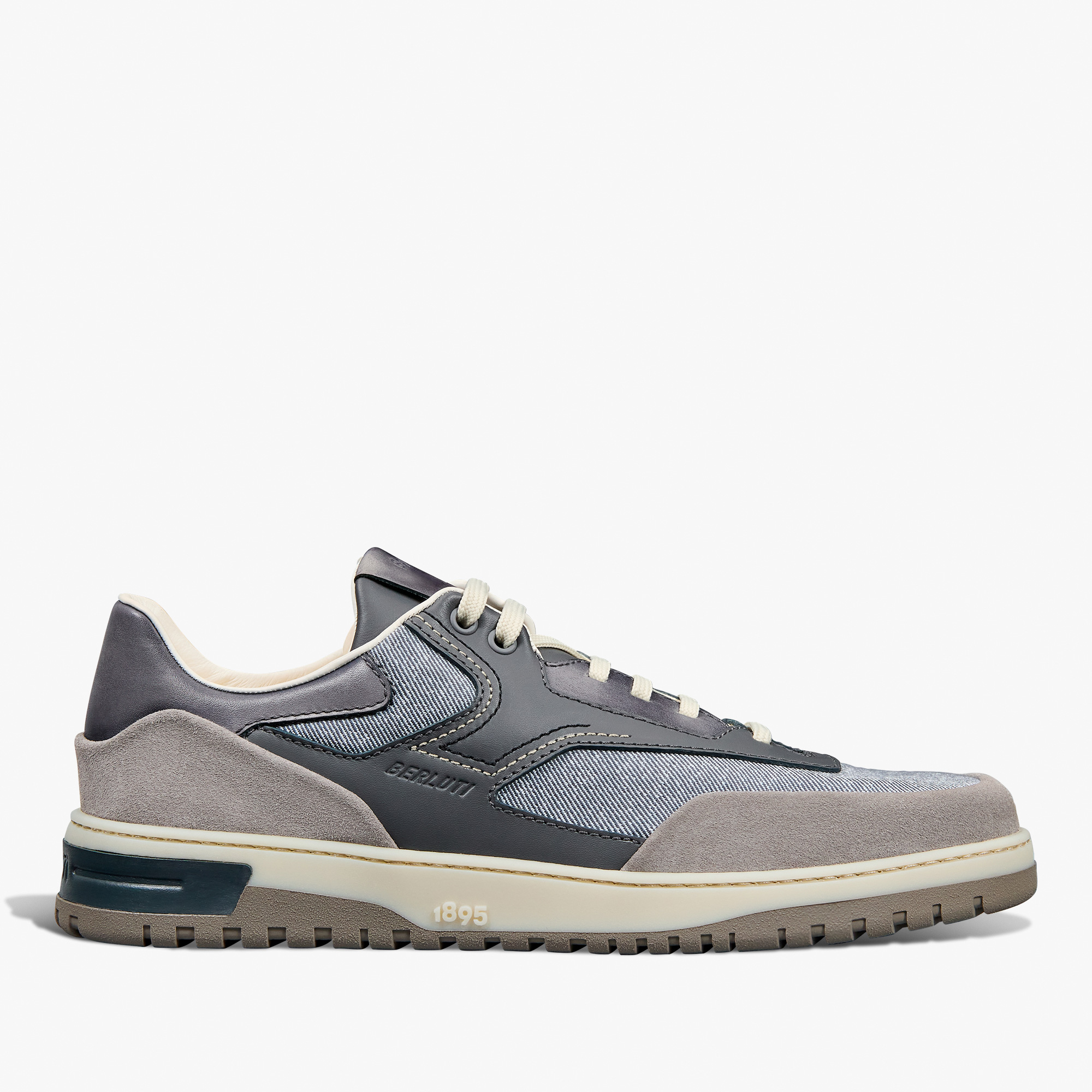 Playoff Suede Calf, Calf Leather And Textile Sneaker, ADRIATIC BLUE, hi-res