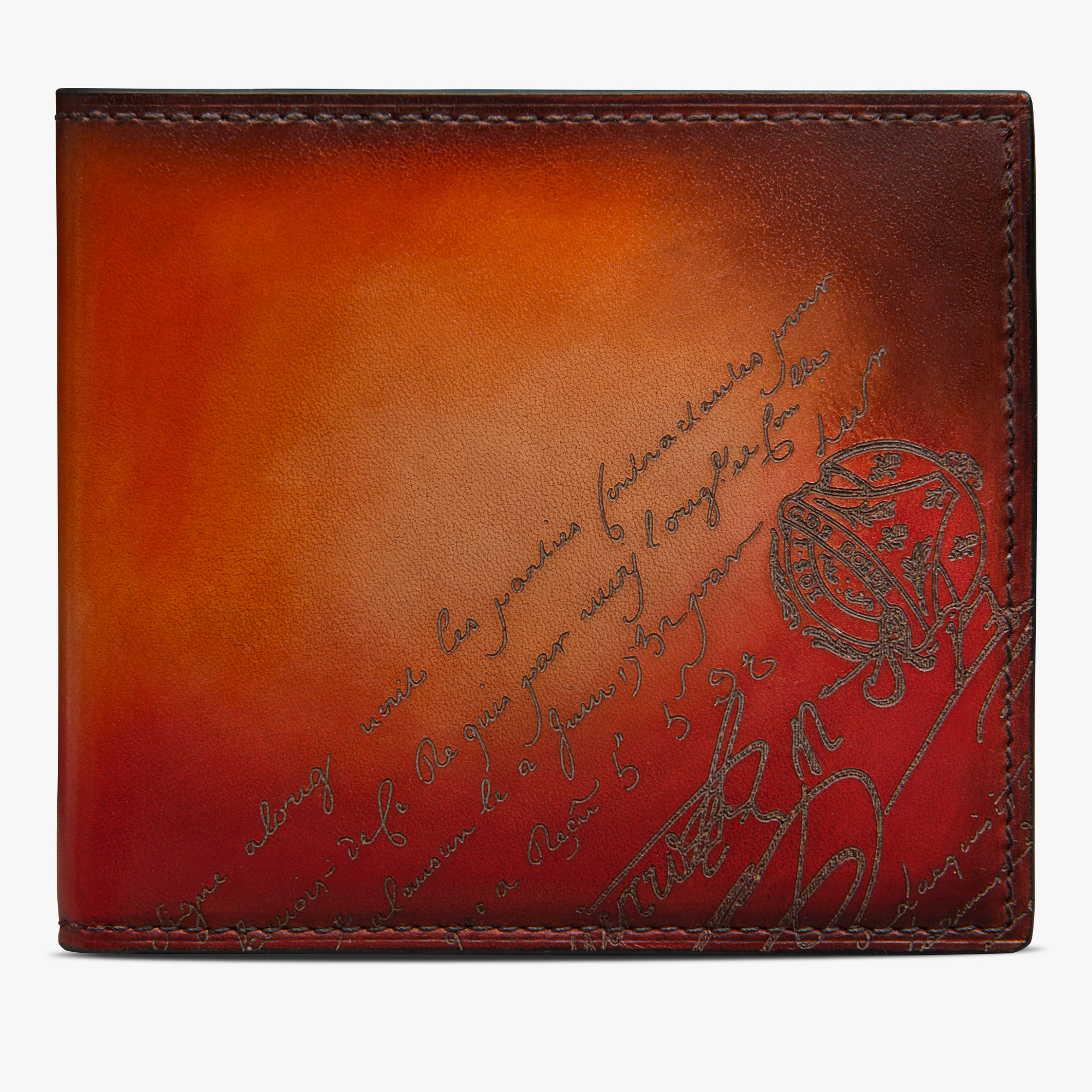Makore Scritto图纹皮革钱包, RED SUNSET, hi-res