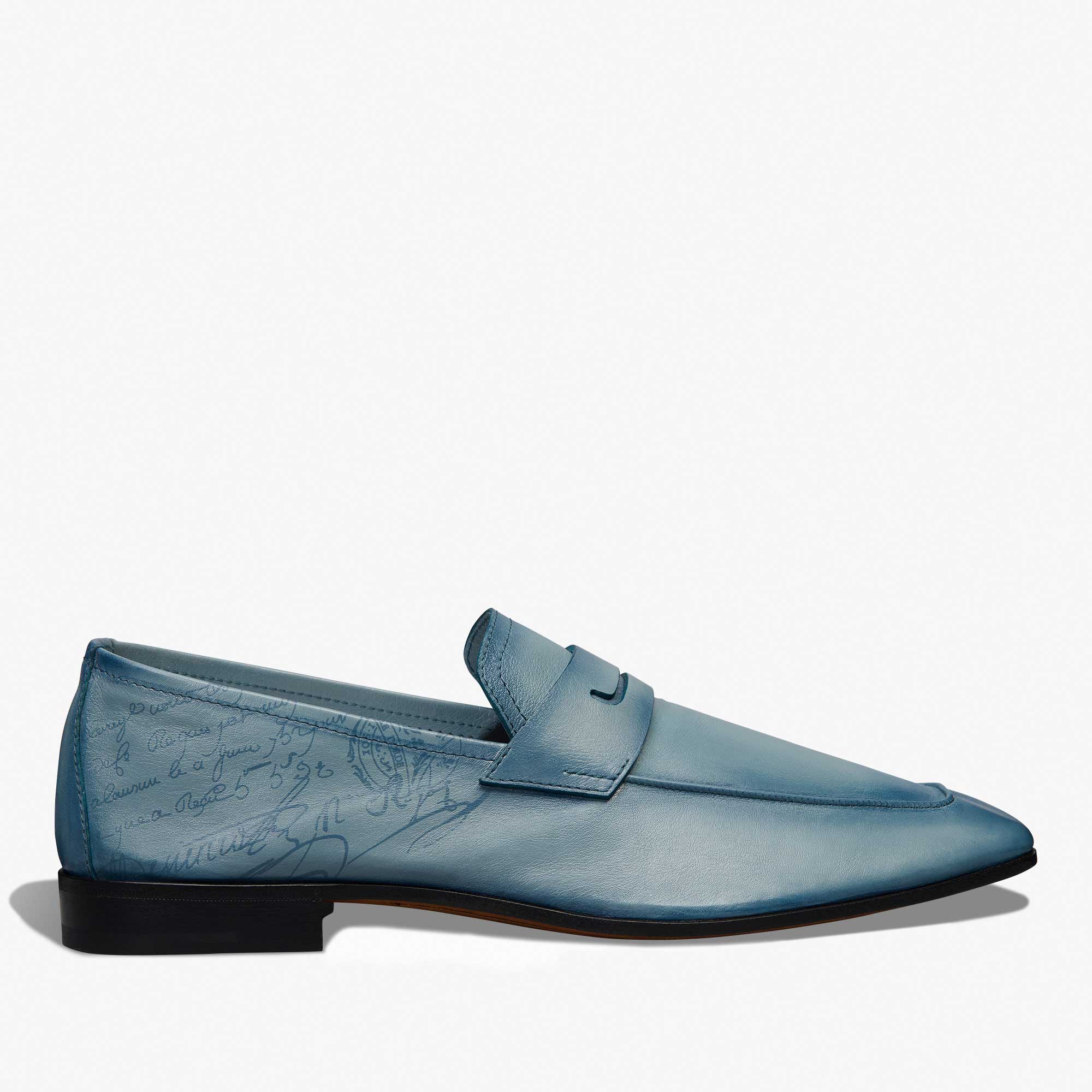 Lorenzo Scritto Kangaroo Leather Loafer, STONE DENIM, hi-res