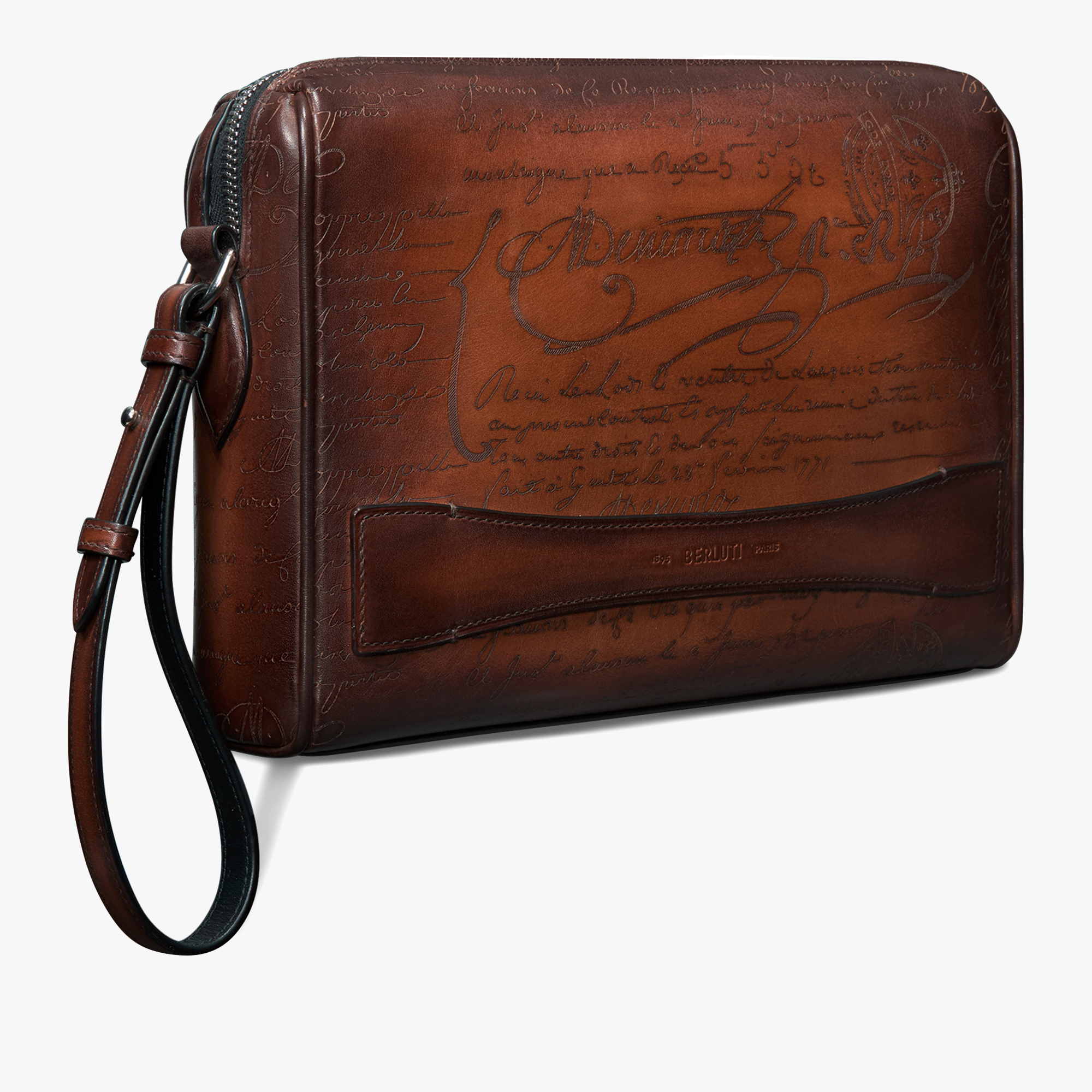 Rosewood Scritto Leather Pouch | Berluti US